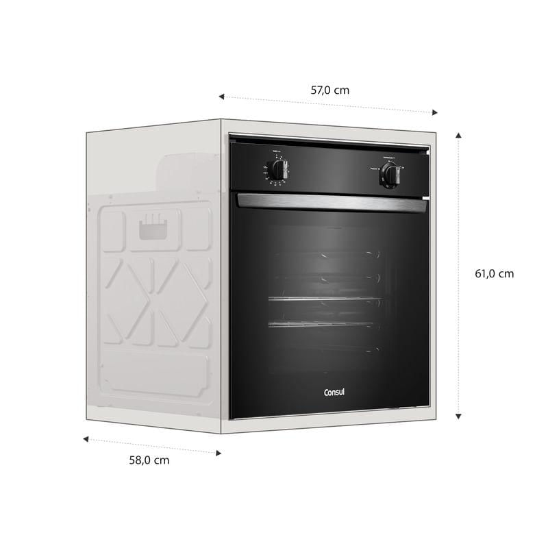Forno de Embutir a Gás Consul 78L Preto com Grill COA84CE Bivolt