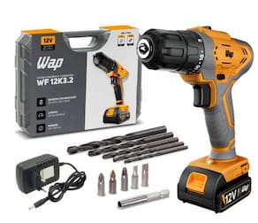 Miniatura Parafusadeira e Furadeira WAP WF12K3.2 Bateria 12V Bivolt