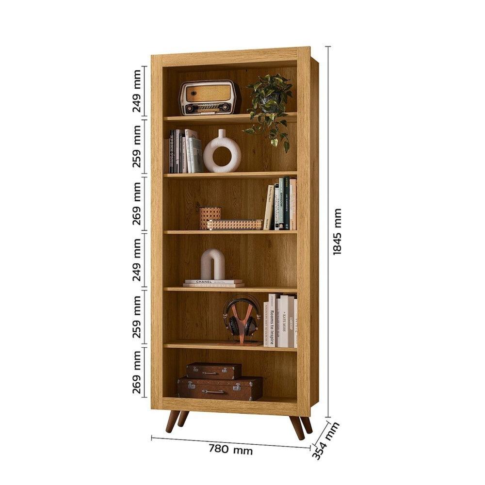 Miniatura Estante para Livros 6 Prateleiras Retrô Freijo Toq