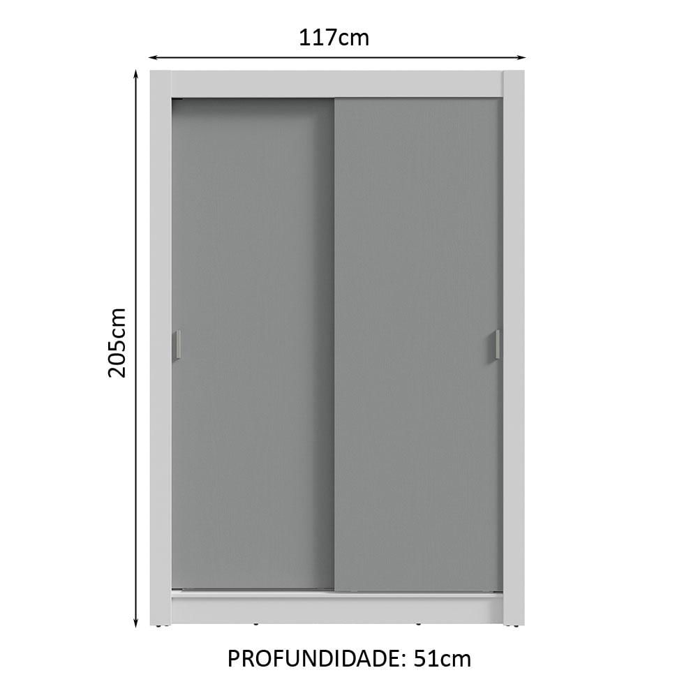 Miniatura Guarda-Roupa Solteiro 2 Portas de Correr 2 Gavetas Branco/Cinza Vivare Madesa Branco/Cinza