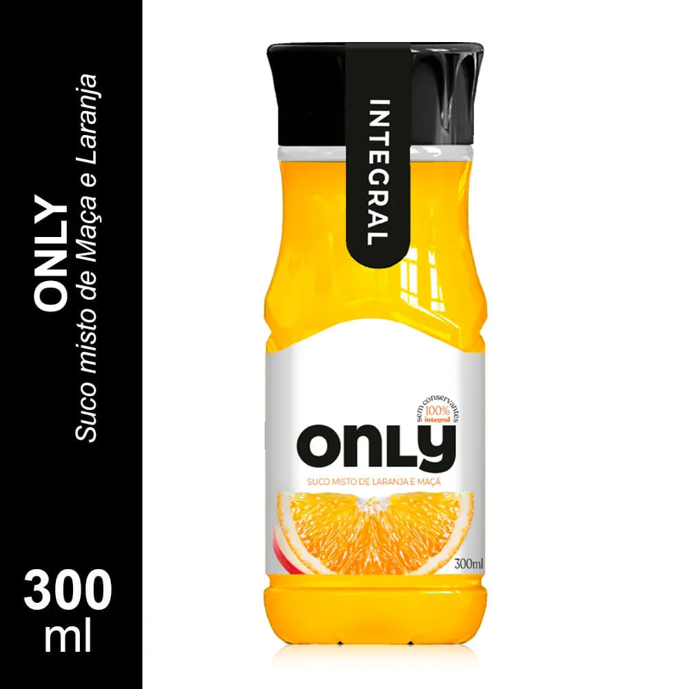 Miniatura Suco Integral Only Sabor Misto Laranja e Maçã 300ml