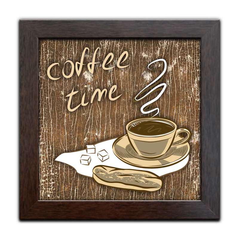 Miniatura Quadro Decorativo com Moldura Café Coffee K-004 - Kit De 3
