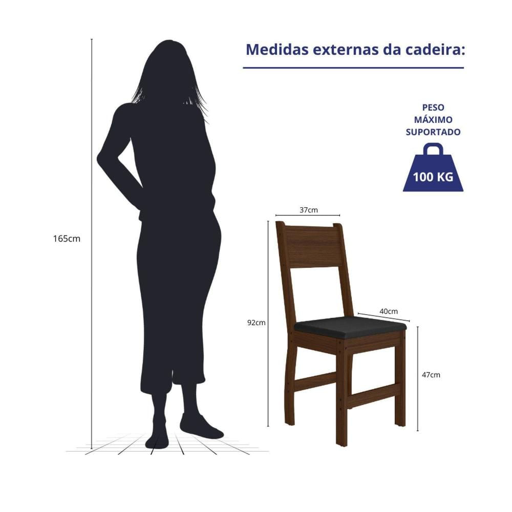 Miniatura Kit 6 Cadeiras para Cozinha Milano Amêndoa/Preto