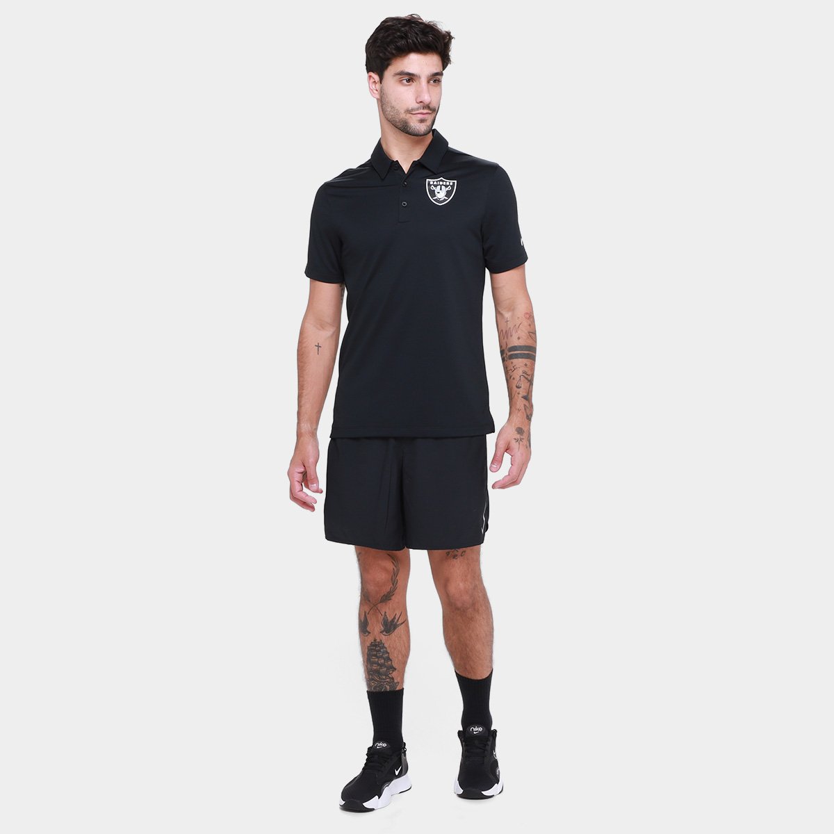 Miniatura Camisa Polo Nike Las Vegas Raiders Drop 2 Team Logo Franchise Masculina Preto - EGG