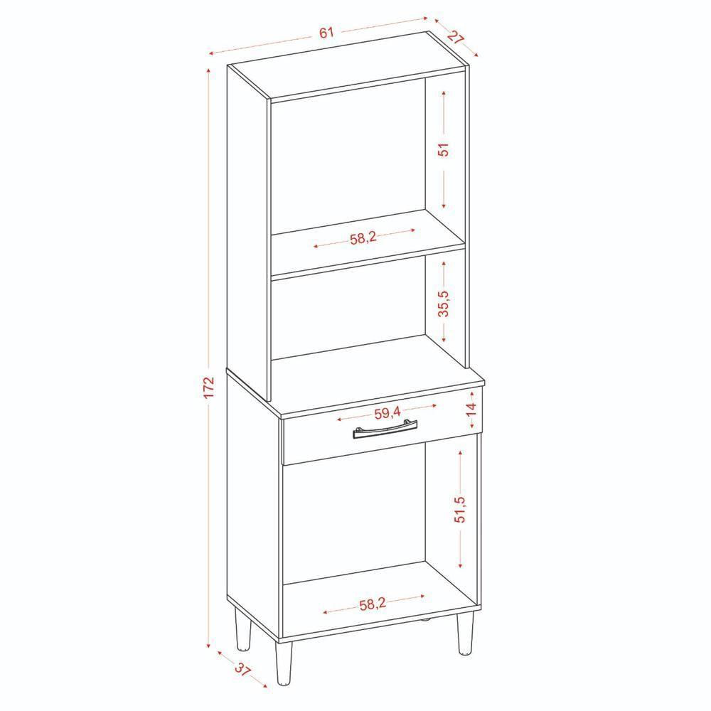 Miniatura Armario Paneleiro Microondas 4 Portas 1 Gaveta 2003201 Branco Armoveis Branco