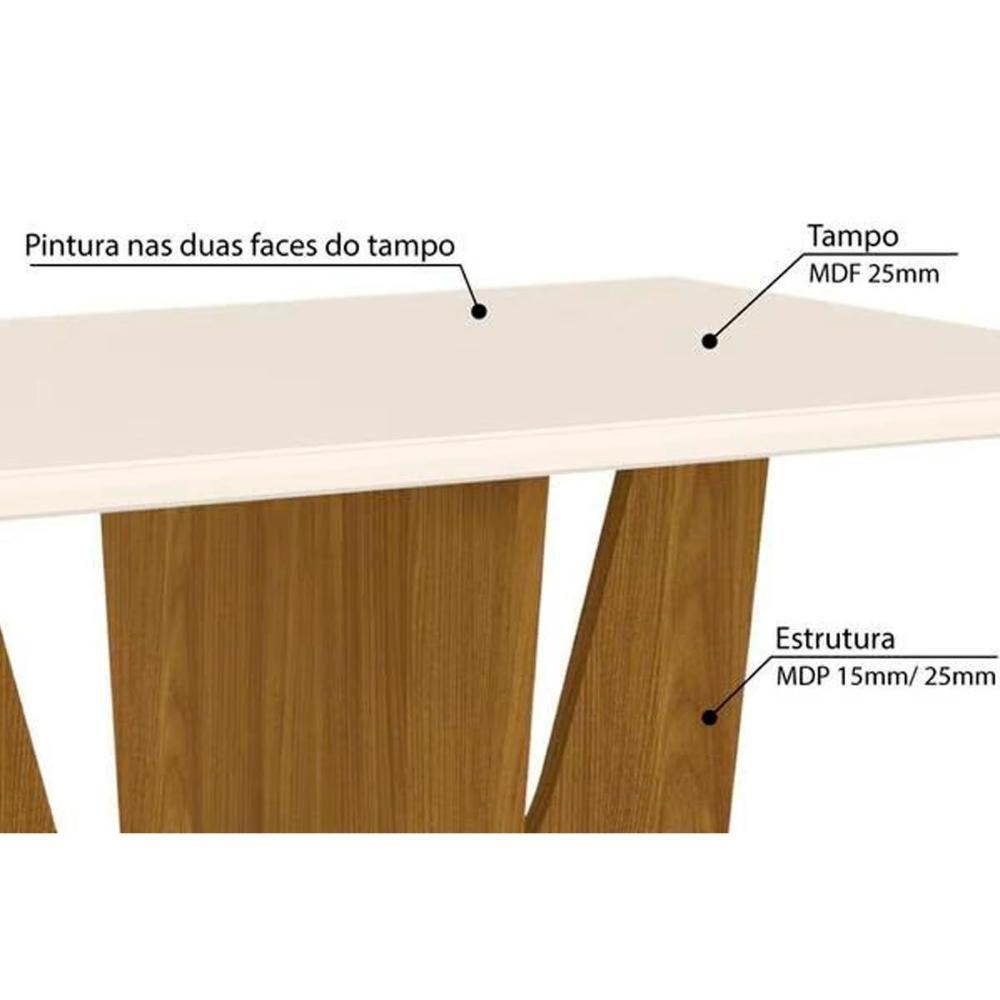 Conjunto Mesa De Cozinha Vértice Com Tampo Reto Madeirado Com Vidro 90x90cm E 4 Cadeiras Vita Nature Linho Henn