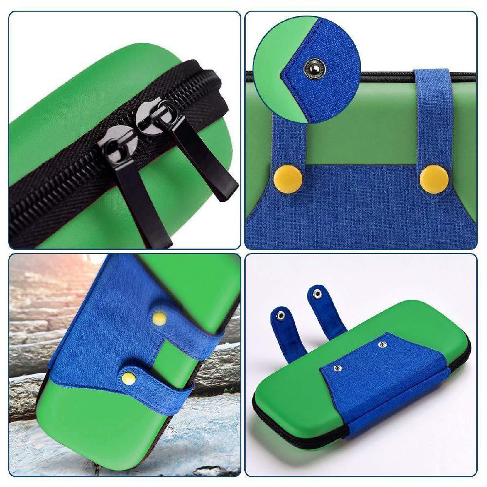 Case Nintendo Switch V1 V2 Luigi + Película Vidro + 4 Grips
