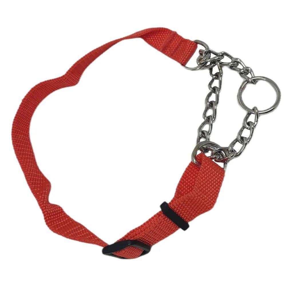 Coleira Guia Cachorros Caes Ajustavel Kit 3 Uni Corrente Elo Torcido Pet Adestramento Educaçao