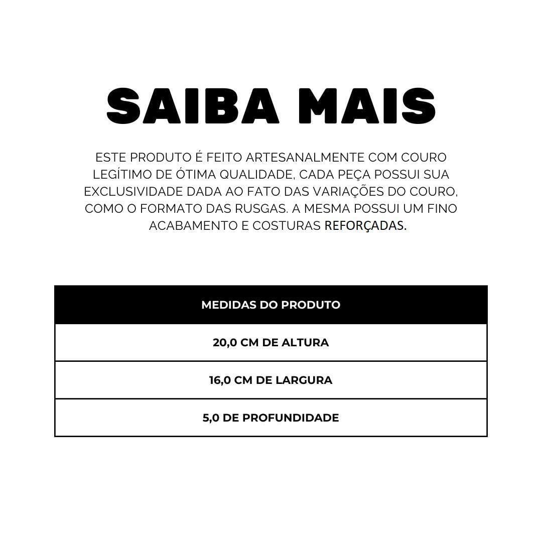 Capanga Couro | Magnético | Alça Ajustável | 15x19x4 cm