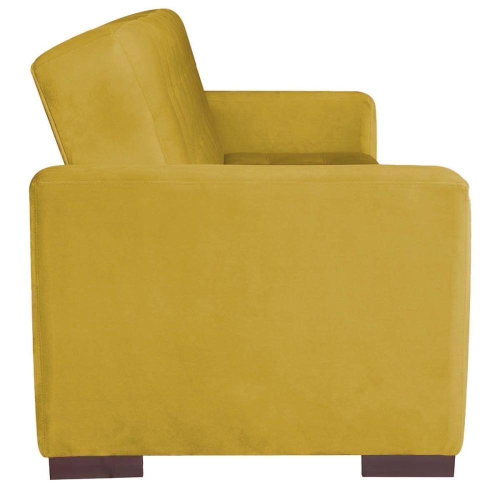 Sofá Cama 3 Lugares Suede Ipanema Amarelo