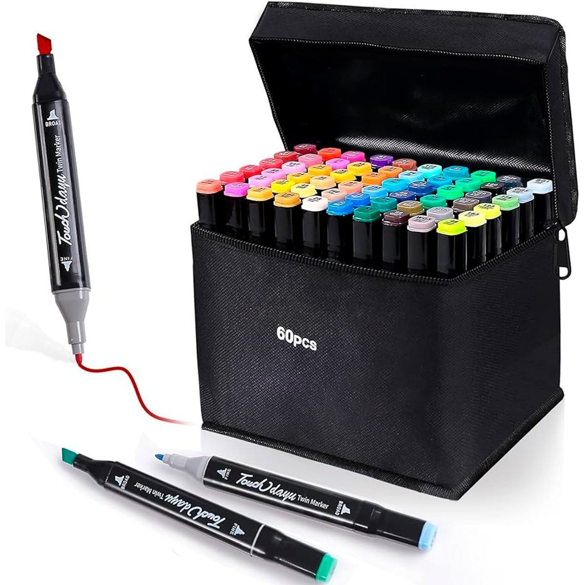 Miniatura Kit Canetas Coloridas 60 Unidades Desenho Profissional