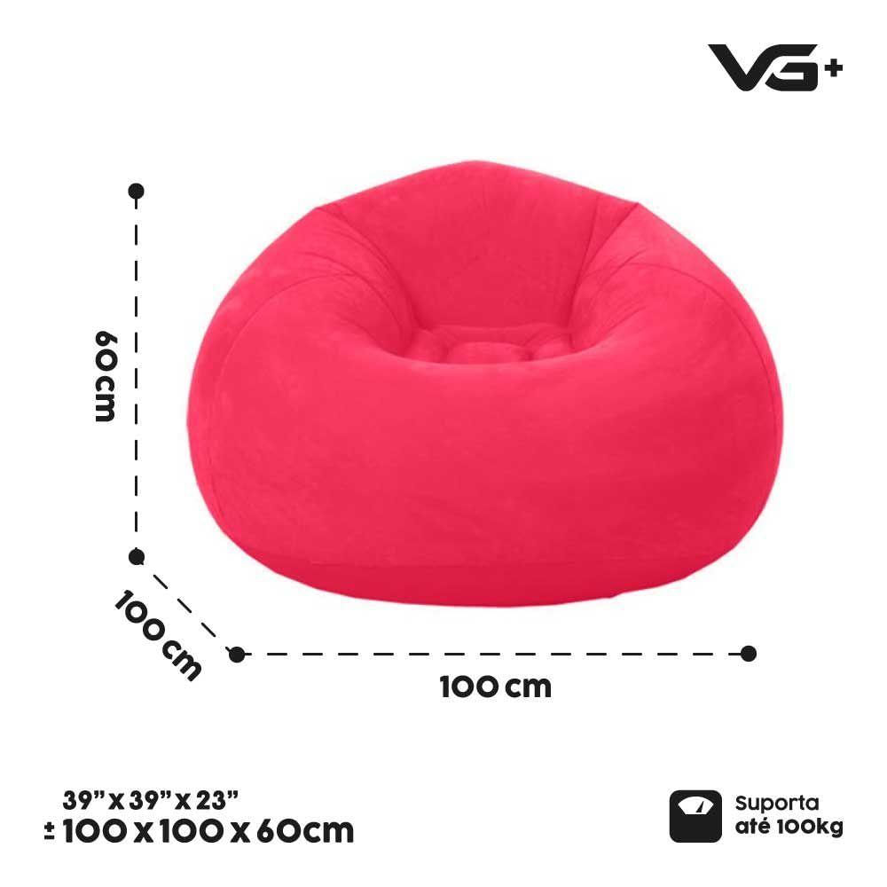Miniatura Sofá Poltrona Puff Inflável Deluxe Aveludado Vg+ Vermelho