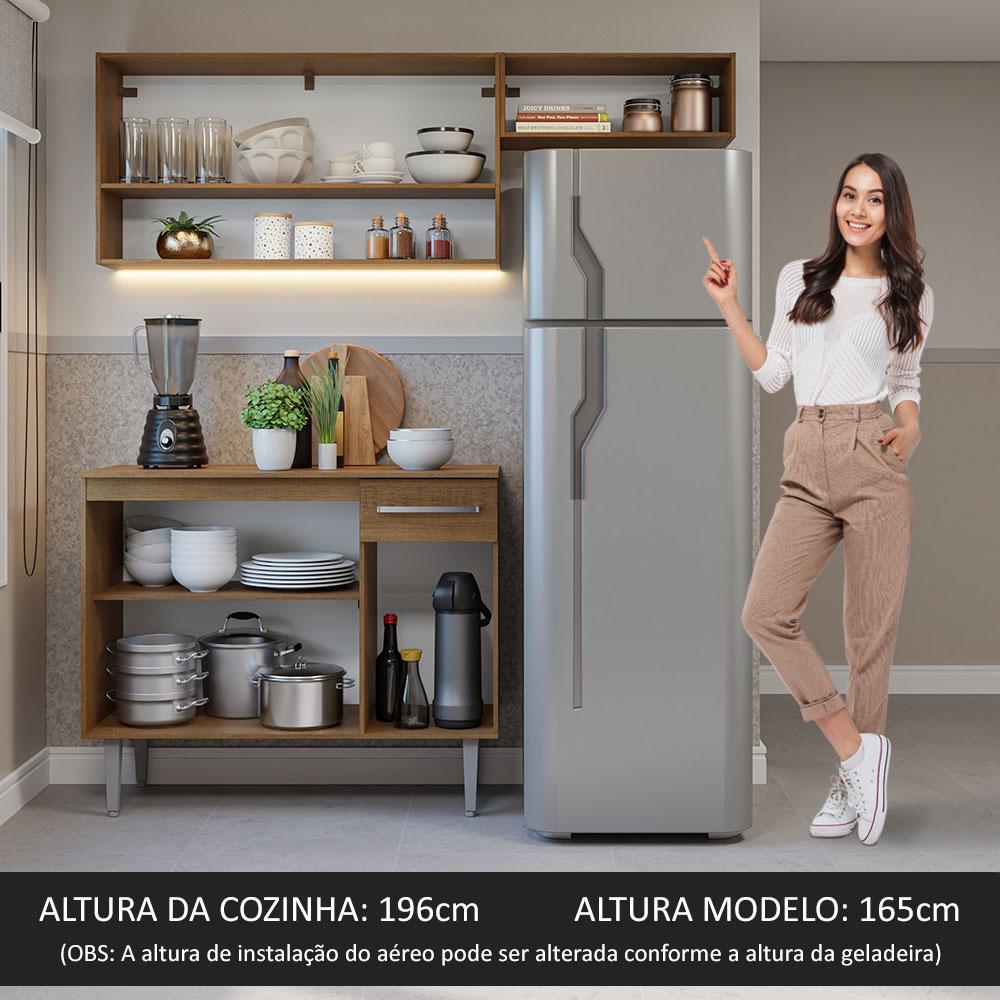 Armário de Cozinha Compacta 165cm Emilly Madesa 08 Rustic