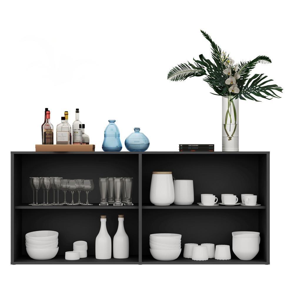 Miniatura Aparador Buffet 4 Portas com  Espelho Suspenso Preto