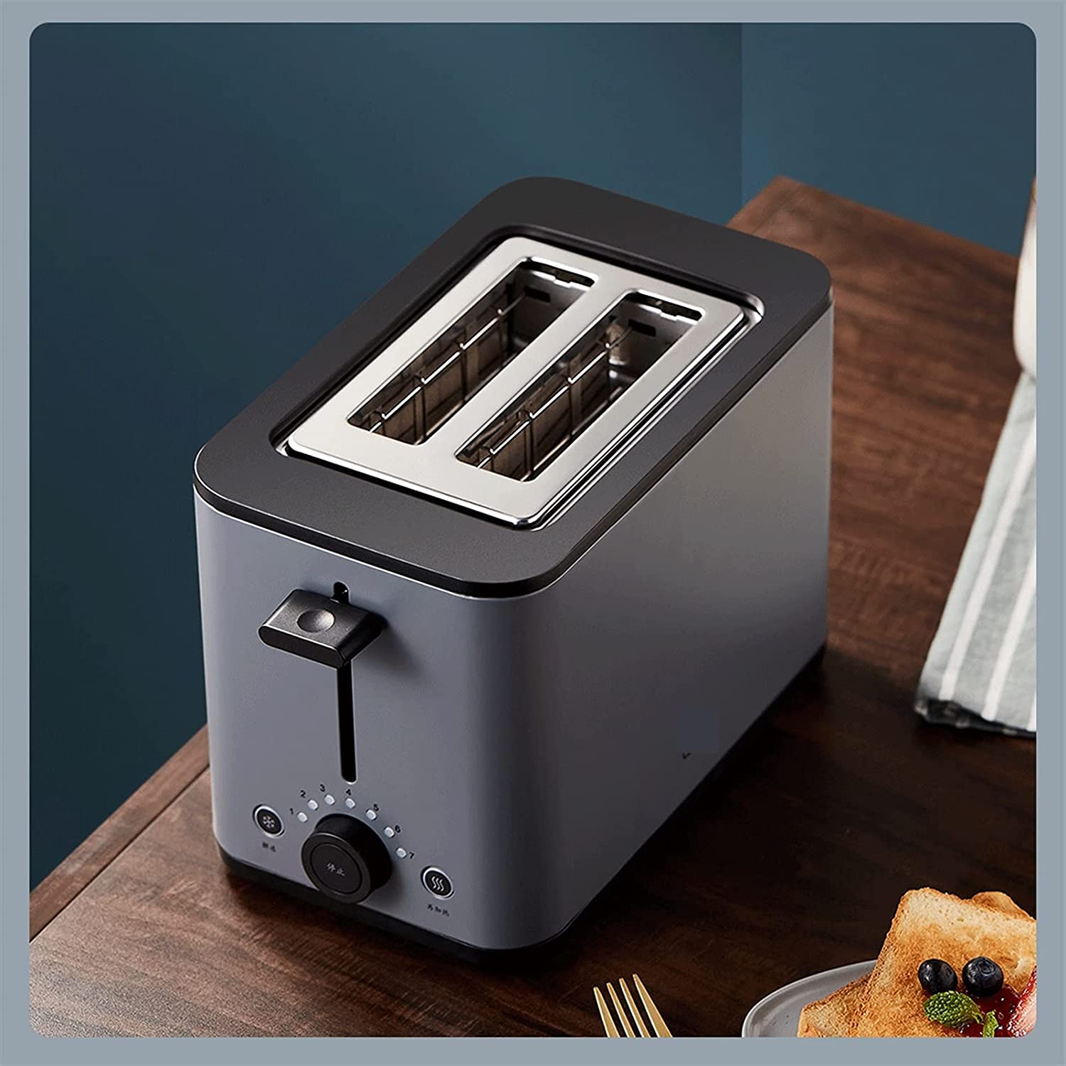 Miniatura DHYY Torradeira Elétrica 2 Fatias com 7 Níveis de Tostagem 1 10V820W Cinza