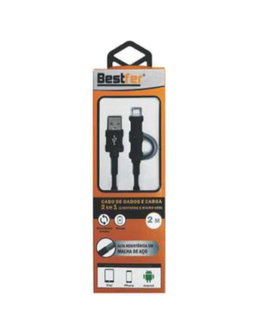 Miniatura Cabo Usb 2 Metros Carga E Dados Micro Usb Ligthning