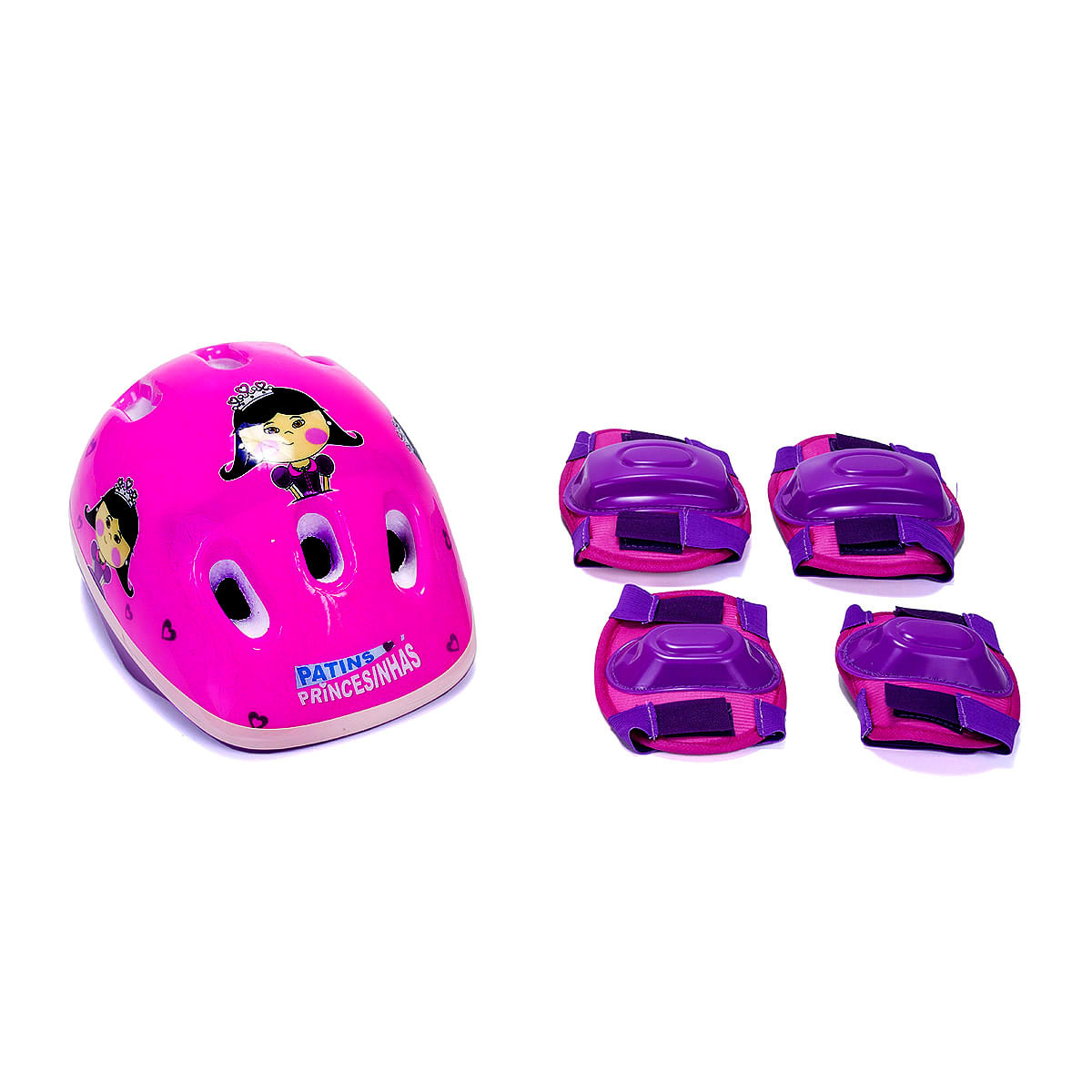 Miniatura Kit Patins Infantil 27 ao 30 - Princesinha Anne - Unik Toys 7898948586730 - Roxo com rosa - Patins - Unik toys - Ajustável do 27 ao 30