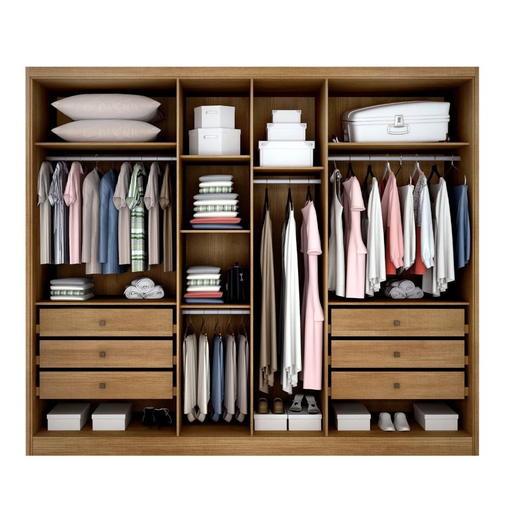 Miniatura Guarda Roupa 6 Portas 6 Gavetas com Espelho Reno Novo Horizonte Cumaru Fendi