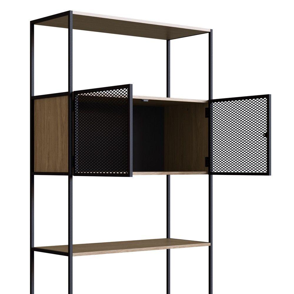 Estante Livreiro 2 Portas 1 Gaveta Estilo Industrial York Hanover/preto
