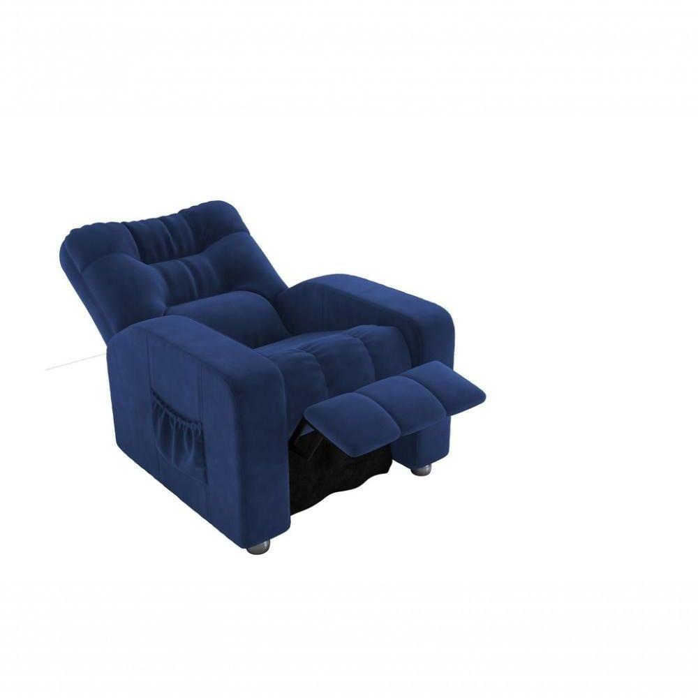Miniatura Poltrona Matrix Reclinável Azera - Veludo Azul Marinho