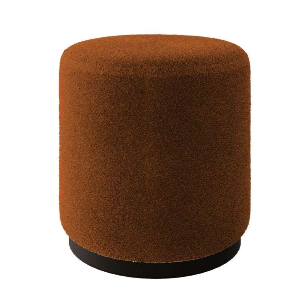 Kit 2 Poltrona E Puff Decorativo Mirela Estilo Industrial Bouclé Terracota