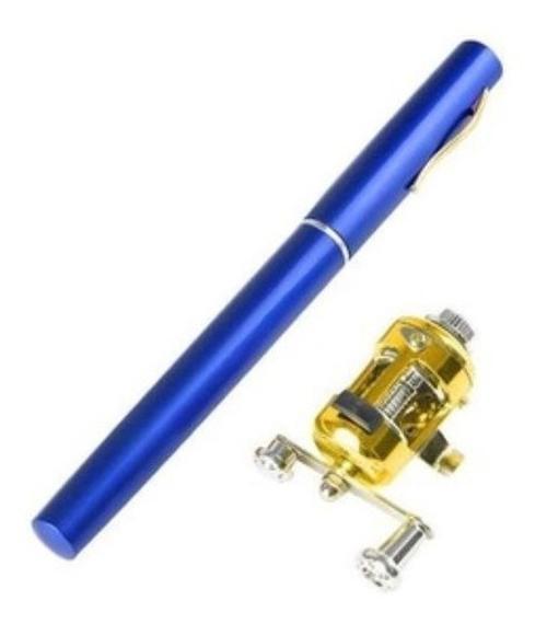 Miniatura Mini Vara De Pesca Telescópica Caneta Com Carretilha - Azul