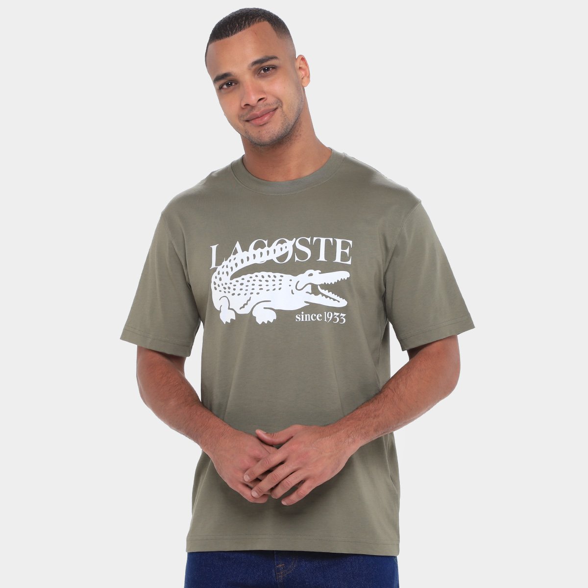 Miniatura Camiseta Lacoste Masculina Bege - G
