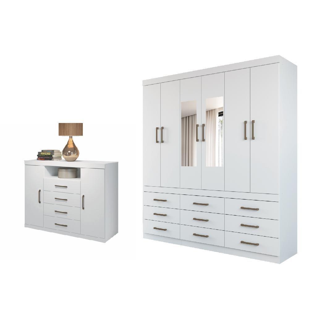 Jogo Quarto De Casal Com Espelho Pasadena Branco