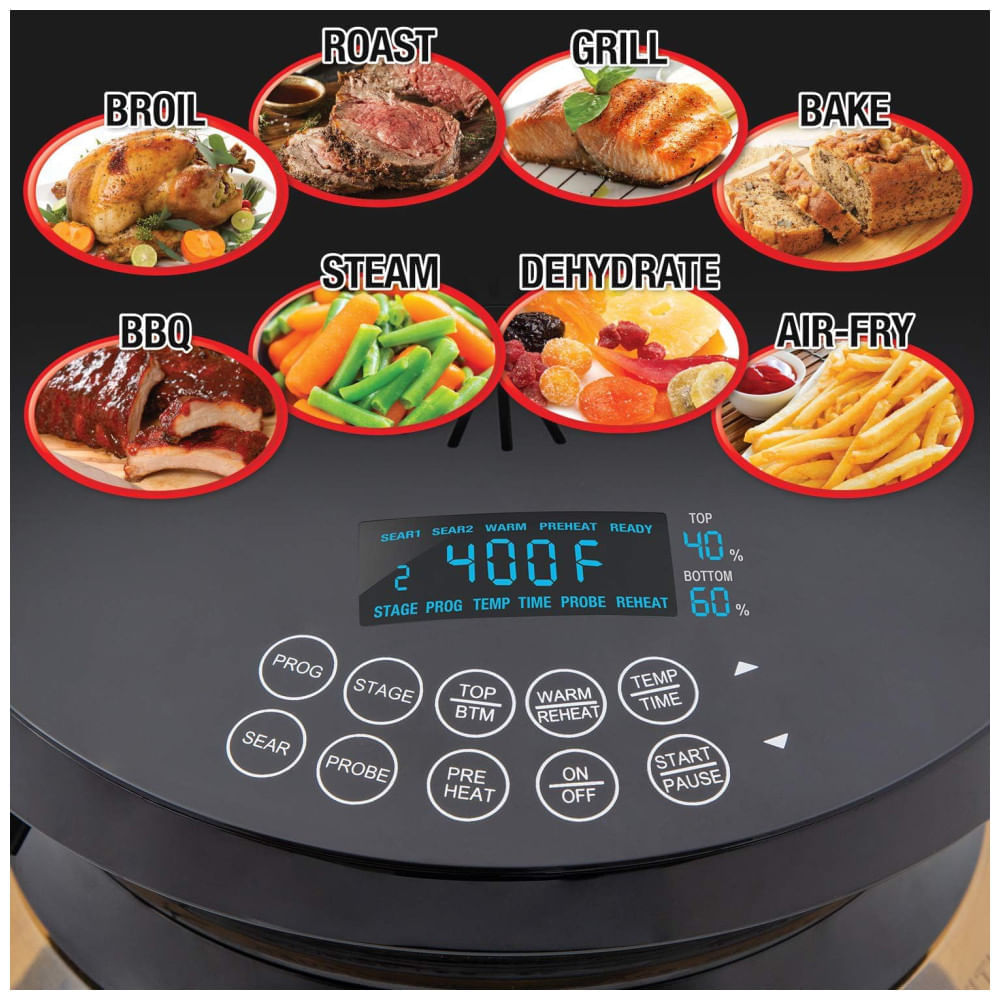 Miniatura Fritadeira Elétrica Air Fryer 4L com Grade Superior Aprimorada e Painel Digital, 1500W, Nuwave, Preta 110v