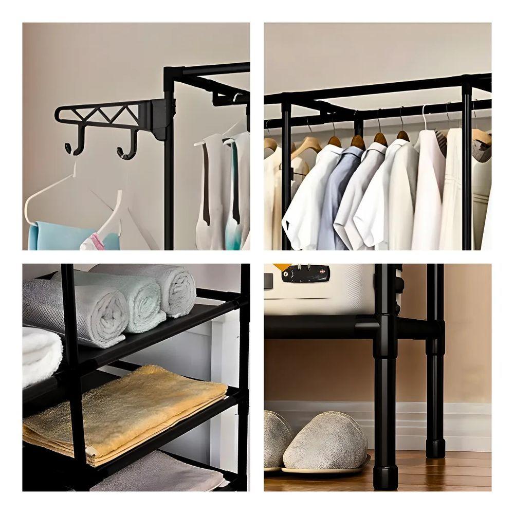 Miniatura Guarda-roupa Organizador Com 4 Colunas Armário Multiuso Com Cabideiro Quadruplo