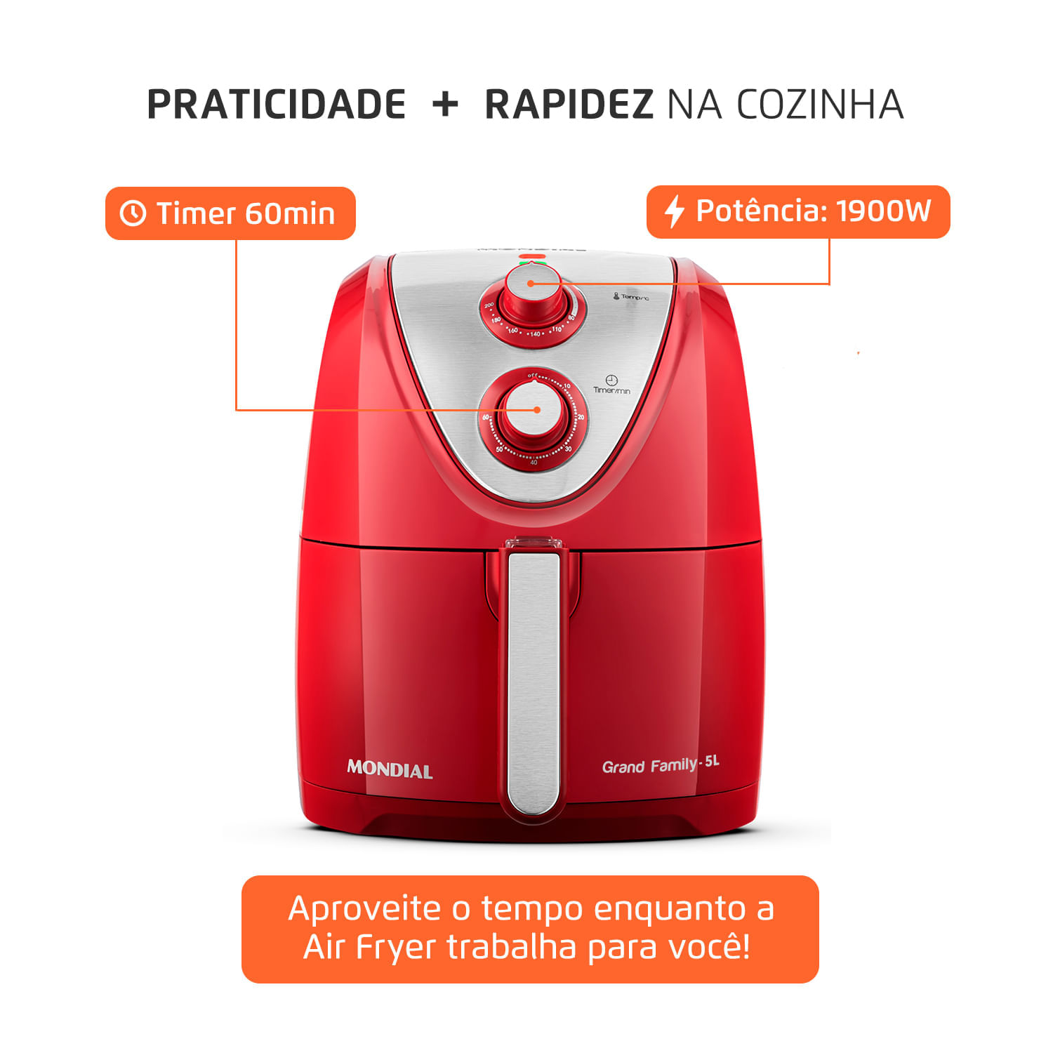 Miniatura Fritadeira Air Fryer 5 Litros AFN-50-RI Mondial 127V