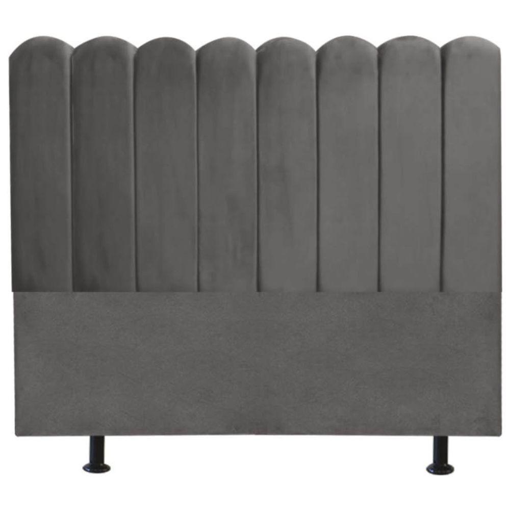 Miniatura Cabeceira Nuvem Cama King 195 Cm Alanis Suede Cinza Escuro
