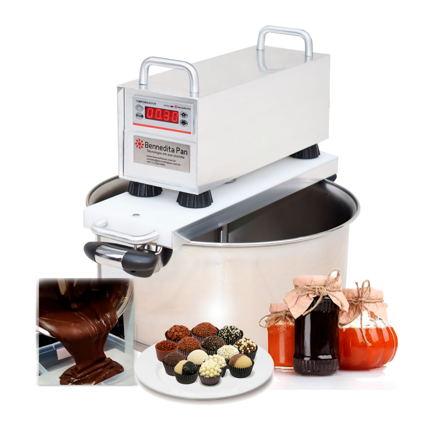 Miniatura Panela automática Bp Inox 8,5L p/ doces, brigadeiro, cremes