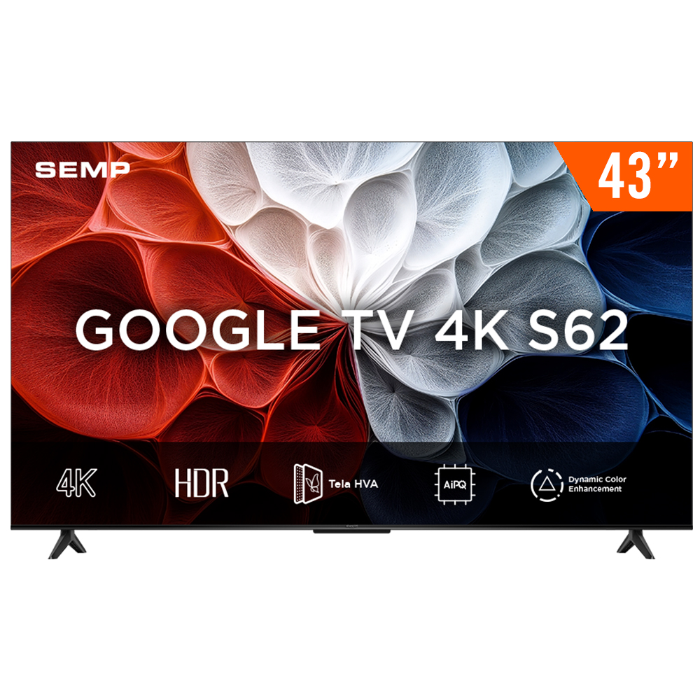 Smart TV LED HVA 43" Android TV UHD 4K Semp 43S62 Google TV Bluetooth