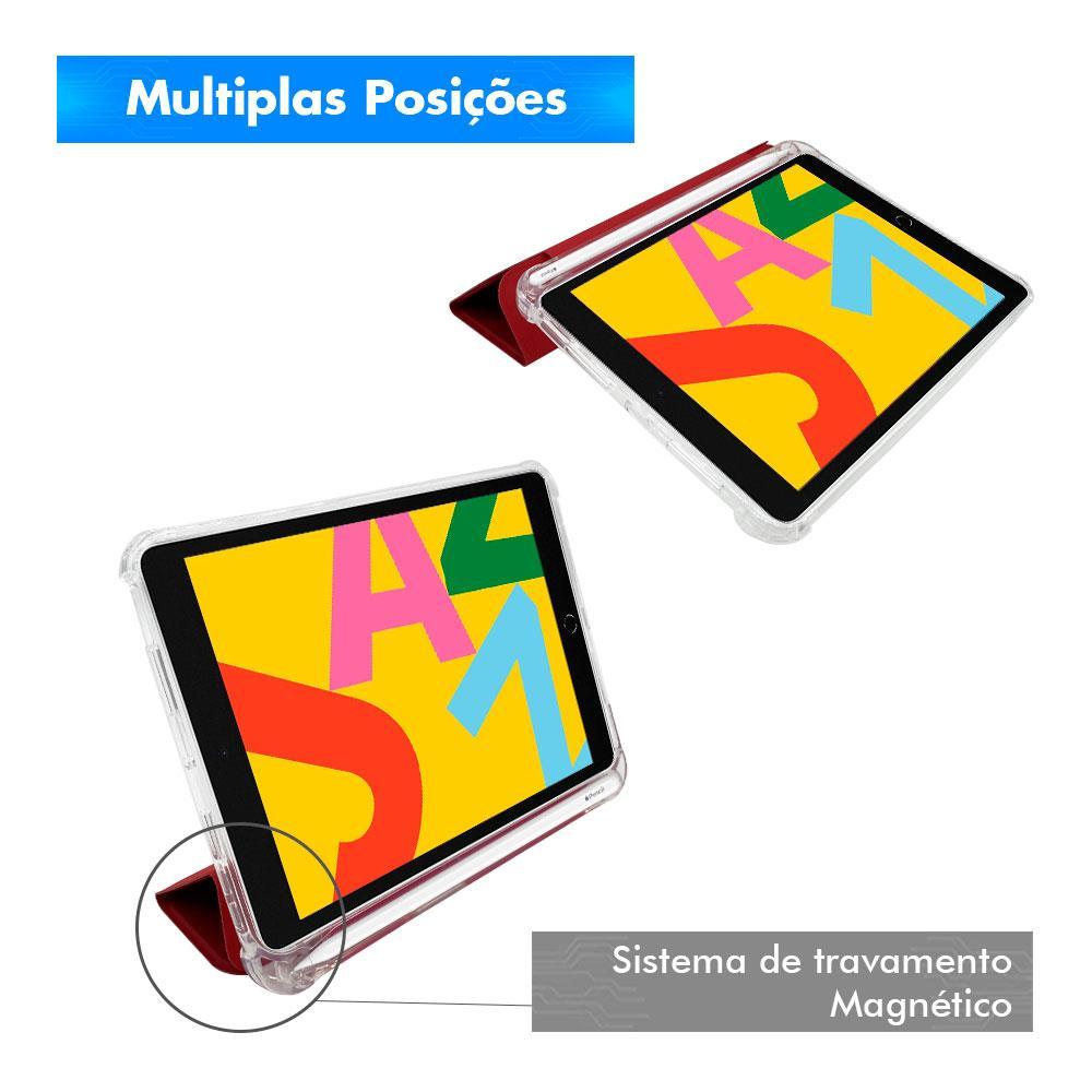 Miniatura Capa Ipad 7 2019 Smart Case Couro Top Suporte Pencil - Rosa