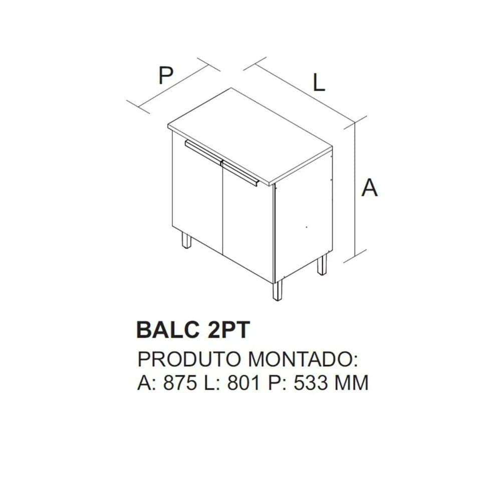Miniatura Balcão De Cozinha 80cm 2 Portas Com Tampo New Porto - Itatiaia Freijó/grafite