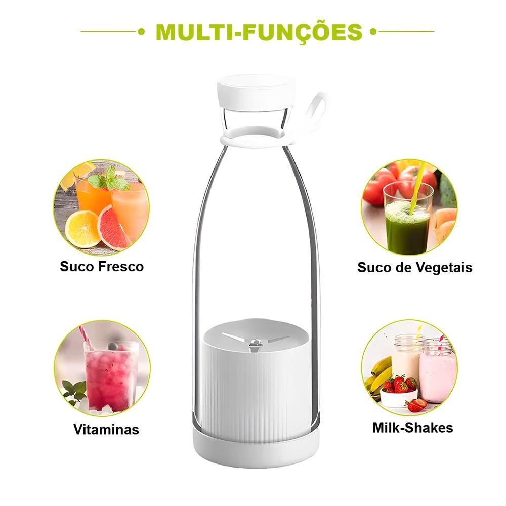 Miniatura Liquidificador Fresh Juice 380Ml Branco Usb Recarregável