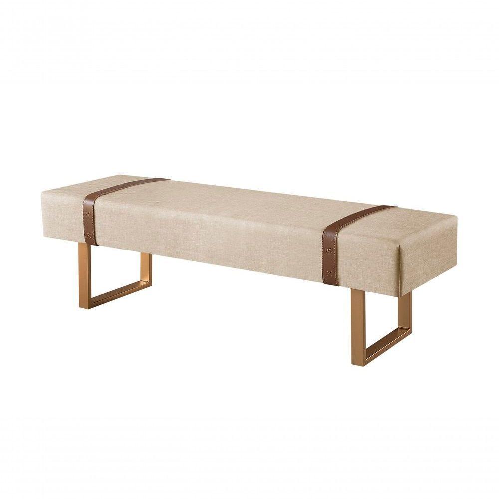 Miniatura Recamier Banco Puff Londres Linho Bege Claro/caramelo 1,40m