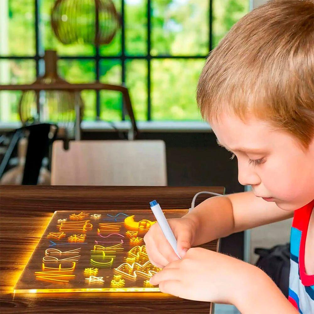 Miniatura Placa Luminária Quadro Led Com Marcador Para Desenhar Natal