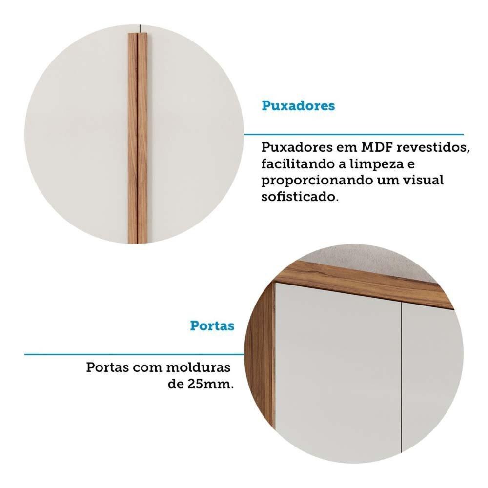Guarda-roupa Casal 267,60cm 6 Portas com Espelho 100% Mdf Linhares Espresso Móveis Cinamomo/Off White