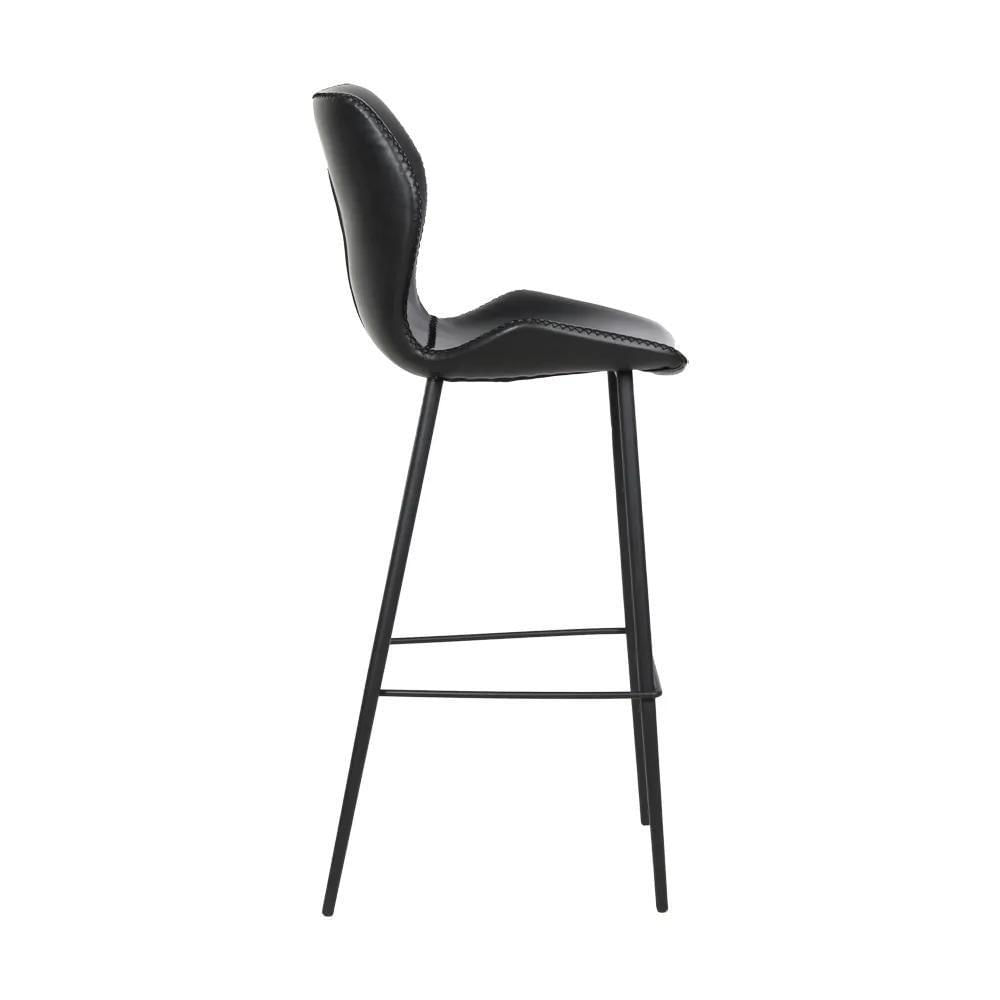 Kit 5 Banquetas Alta Com Encosto Para Bancada Cozinha Penha R02 Sintético Preto - Mpozenato