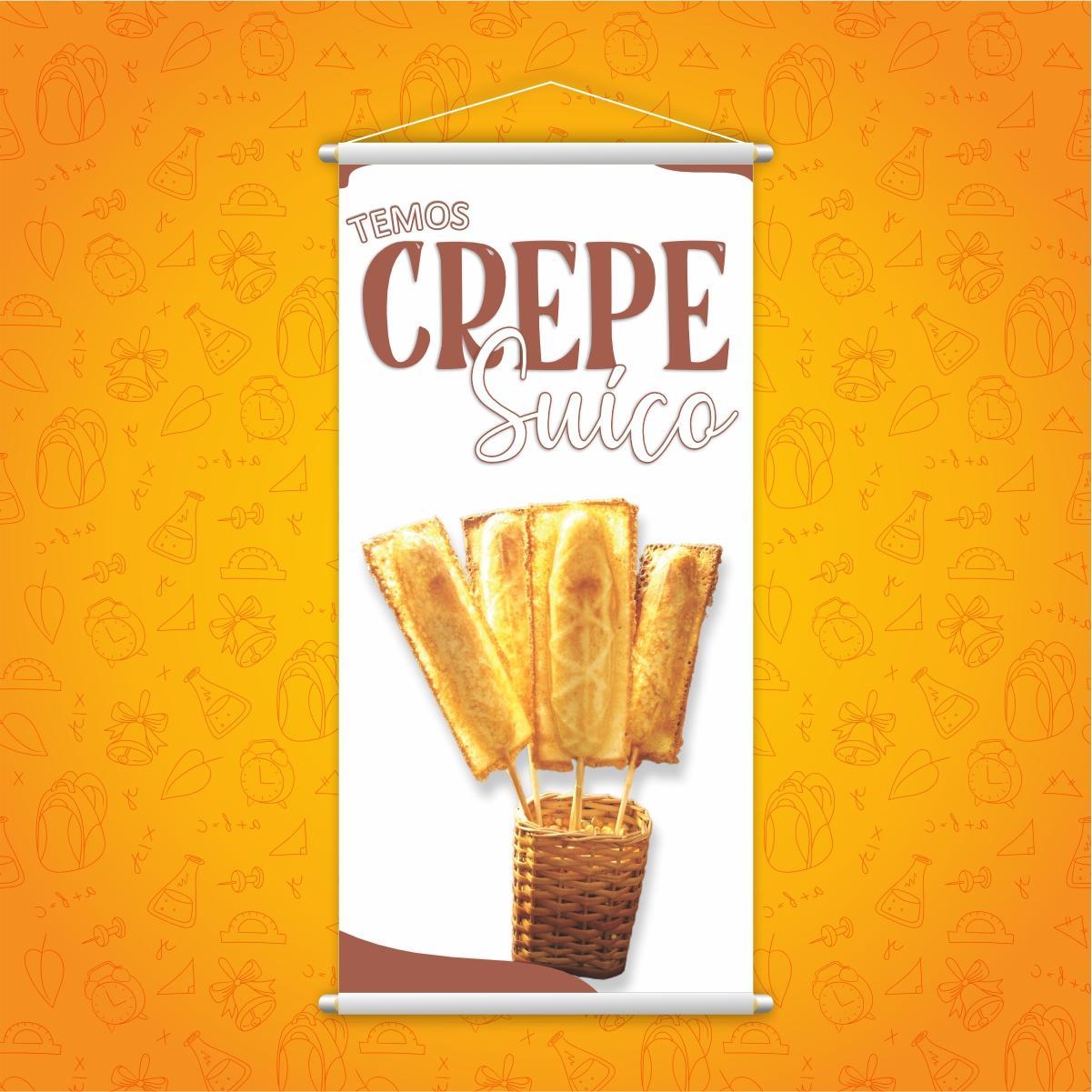 Banner Crepe Suíço Preço Fundo Branco Comida Lona 60X40Cm
