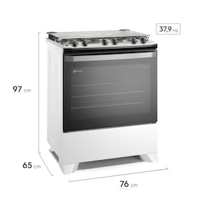 Fogão Electrolux 5 bocas Efficient FE5IB Mesa Inox PerfectCook VaporBake Bivolt Branco