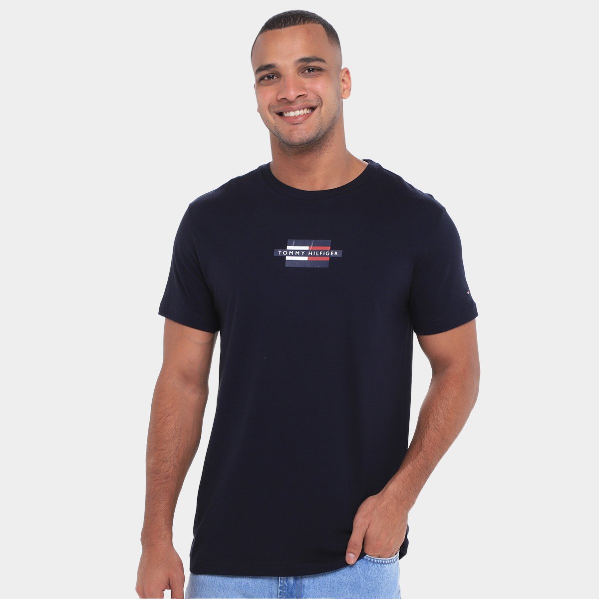 Miniatura Camiseta Tommy Hilfiger Flag Box Masculina Marinho - G