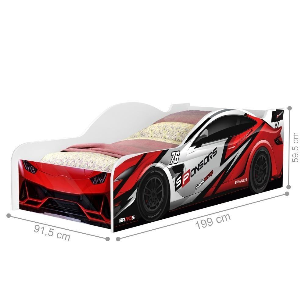 Miniatura Cama Carro Rally Solteiro Vermelho Full