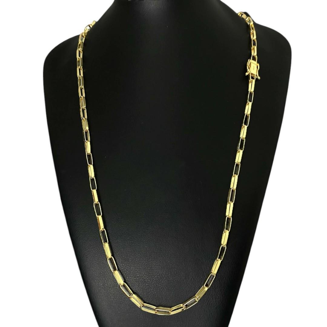 Cordão Tijolinho Alongado 5Mm - Banhado A Ouro 18K
