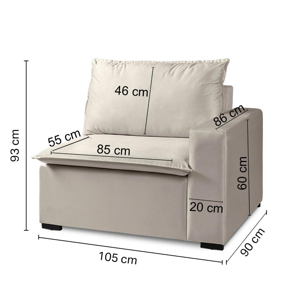 Miniatura Módulo Braço Esquerdo para Sofá Modular Ibi 105cm CabeCasa MadeiraMadeira Bege