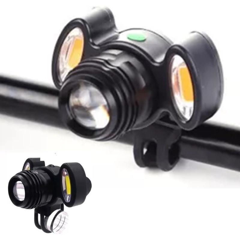Miniatura Farol Bicicleta Bike Cabeça 3 Led Foco Recarregável Lanterna