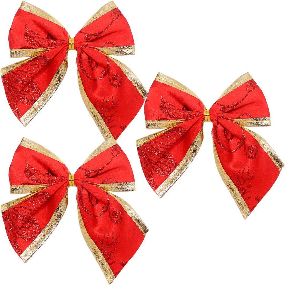 Miniatura Kit 12 Enfeite Laços Natalino Vermelho árvore Natal De 10cm