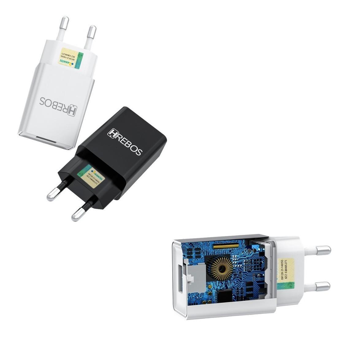Miniatura Carregador Turbo Hrebos p/ Moto G6 Play - Cabo 1m e Fonte